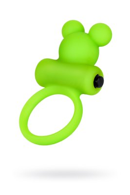 Ерекційне кільце з вібрацією на пеніс A-Toys By Toyfa, силікон ведмедик, зелене, ø 3,1 см 661100768018 фото