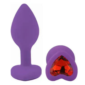 Силіконова анальна пробка EGZO Silicone Violet Heart Plug Red, size S SVH-03S фото