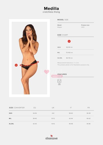 Трусики Obsessive Medilla crotchless thong XS/S SO9061 фото