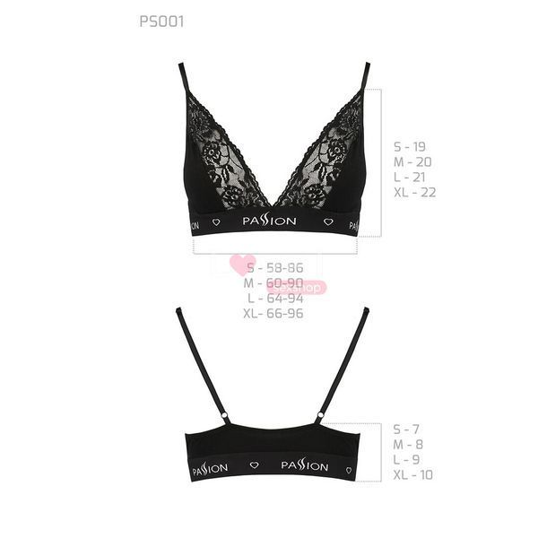 Эластичный топ с кружевом Passion PS001 TOP M, black SO4176 фото