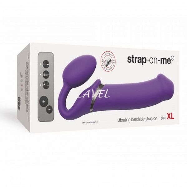 Безремневой страпон с вибрацией Strap-On-Me Vibrating Violet XL, диам. 4,5см, пульт ДУ, регулируемый SO3827 фото