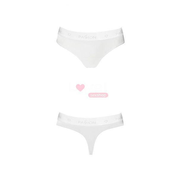Трусики-бразиліана з бавовни Passion PS005 PANTIES XL, white SO4226 фото