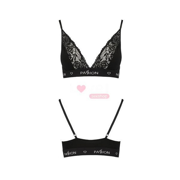 Эластичный топ с кружевом Passion PS001 TOP M, black SO4176 фото