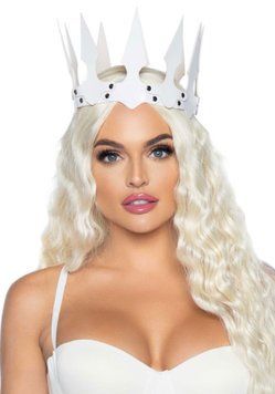 Корона злой королевы Leg Avenue Faux leather spiked crown White, искусственная кожа, заклепки SO8014 фото