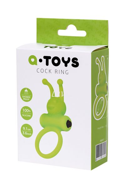 Ерекційне кільце з вібрацією на пеніс A-Toys By Toyfa, силікон, зелене, ø 3,1 см 661100768017 фото