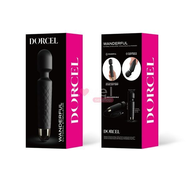 Мінівібромасажер Dorcel Wand Wanderful Black потужний, водонепроникний, 18 режимів роботи MD1465 фото