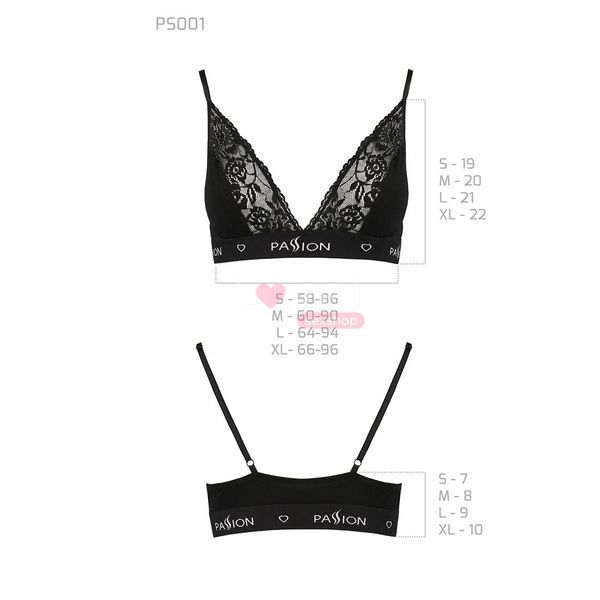 Эластичный топ с кружевом Passion PS001 TOP S, black SO4177 фото