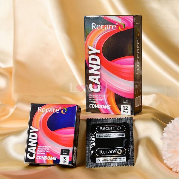 Презервативи Holographic Recare Delay Candy Condoms 3 шт, пролонгувальний ефект,  аромат цукерки SX3330 фото