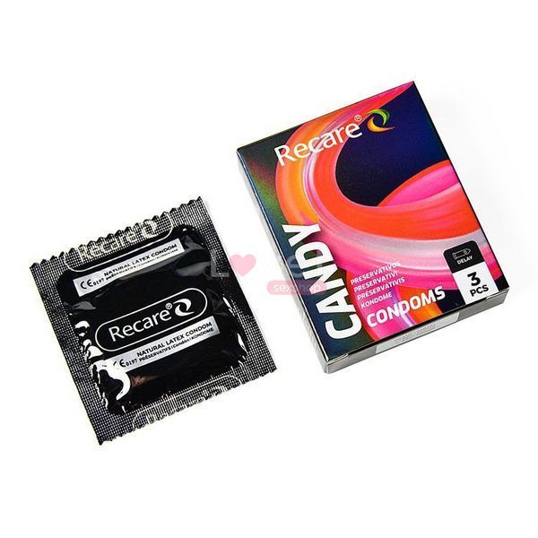 Презервативи Holographic Recare Delay Candy Condoms 3 шт, пролонгувальний ефект,  аромат цукерки SX3330 фото