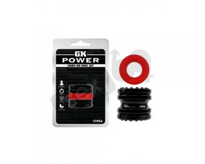 Эрекционное кольцо черное/красное GK Power Hard-On Ring Set Chisa 6610CN00989 фото