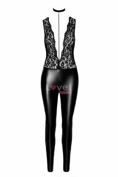 Комбинезон Noir Handmade F298 Libido Deep-V catsuit with collar and pearl chain - S SX0225 фото