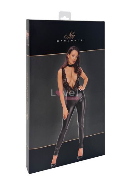 Комбинезон Noir Handmade F298 Libido Deep-V catsuit with collar and pearl chain - S SX0225 фото