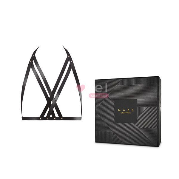 Портупея Bijoux Indiscrets MAZE - Halter Bra Harness Black SO2683 фото
