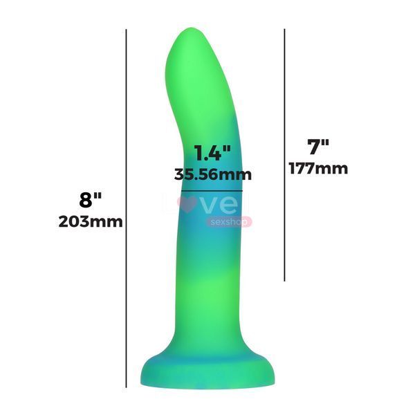 Фалоімітатор, що світиться в темряві, ADDICTION Rave 8&Prime;, Glow in the Dark Dildo Blue Green, 20,3 см SO6849 фото