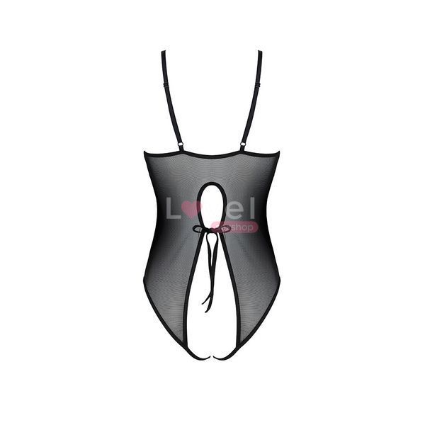 Боди с ажурным декором и открытым шагом Passion URSULA BODY L/XL, black SO5829 фото