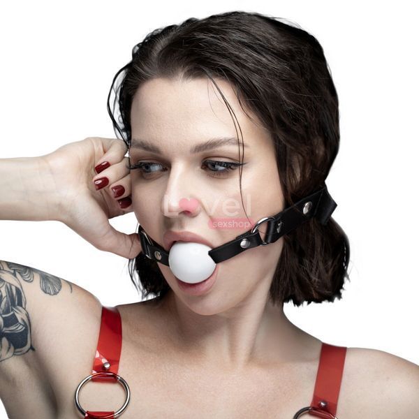 Кляп силіконовий Feral Feelings Silicon Ball Gag Black/White, чорний ремінець, біла кулька SX3979 фото