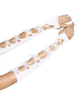 Митенки Leg Avenue Butterfly applique arm warmers White, бабочки SO8576 фото