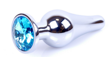Анальна пробка - Jewellery Silver Long Plug Light Blue 62530064-00076 фото