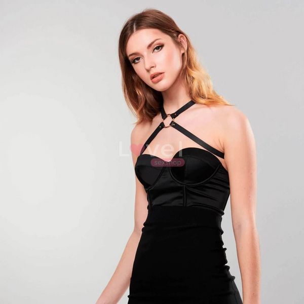 Портупея з екошкіри Bijoux Indiscrets MAZE &mdash; Cross Chest Harness Black SO6635 фото