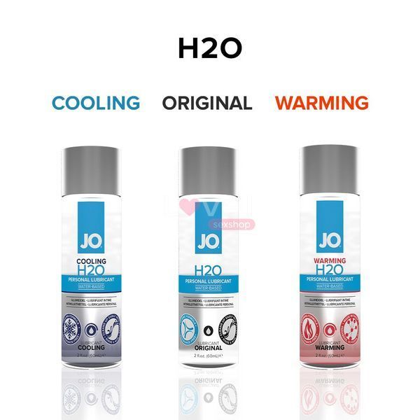 Зігрівальна змазка на водній основі JO H2O WARMING (60 мл) з екстрактом перцевої м&rsquo;яти SO1664 фото