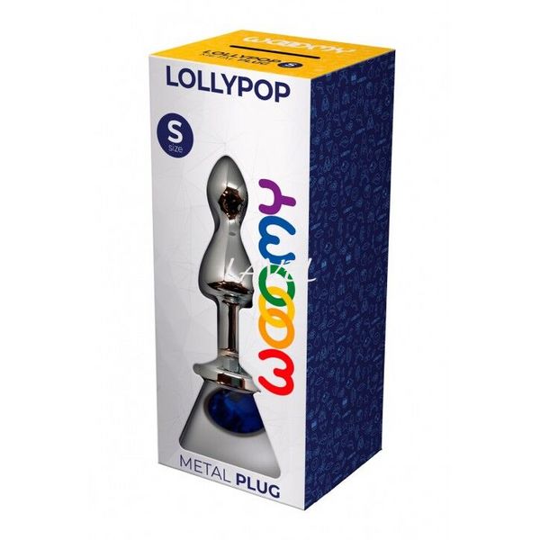 Металлическая анальна пробка Wooomy Lollypop Double Ball Metal Plug Blue S, диаметр 2,8 см, длина 8, SO7415 фото