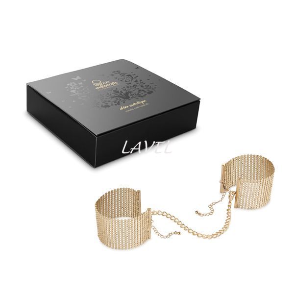 Наручники Bijoux Indiscrets Desir Metallique Handcuffs - Gold, металеві, стильні браслети SO2664 фото