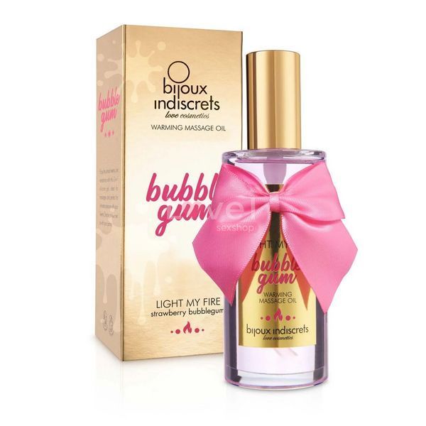 Розігрівальна олія Bijoux Indiscrets Light my Fire &ndash; Strawberry Bubblegum (100 мл) SO9343 фото