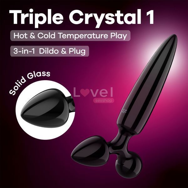 Трехсторонний стеклянный дилдо Satisfyer Triple Crystal 1 Black SX3553 фото