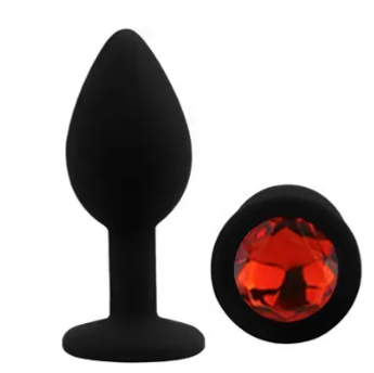 Силіконова анальна пробка EGZO Silicone Black Round Plug Red, size S SBR-03S фото