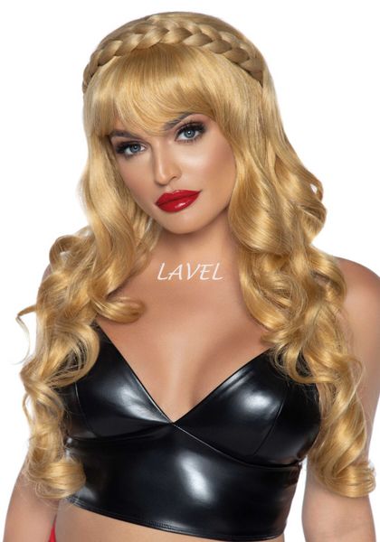 Вьющийся парик с косой Leg Avenue Long curly bang wig with braid, натуральный блонд, 66 см SO7941 фото