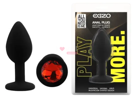 Силиконовая анальная пробка EGZO Silicone Black Round Plug Red, size S SBR-03S фото