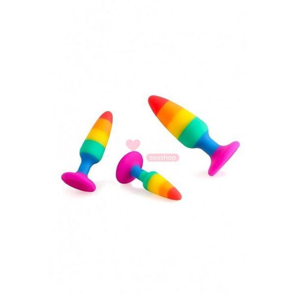 Силиконовая анальная пробка Wooomy Hiperloo Silicone Rainbow Plug L, диаметр 3,9 см, длина 13,1 см SO7434 фото