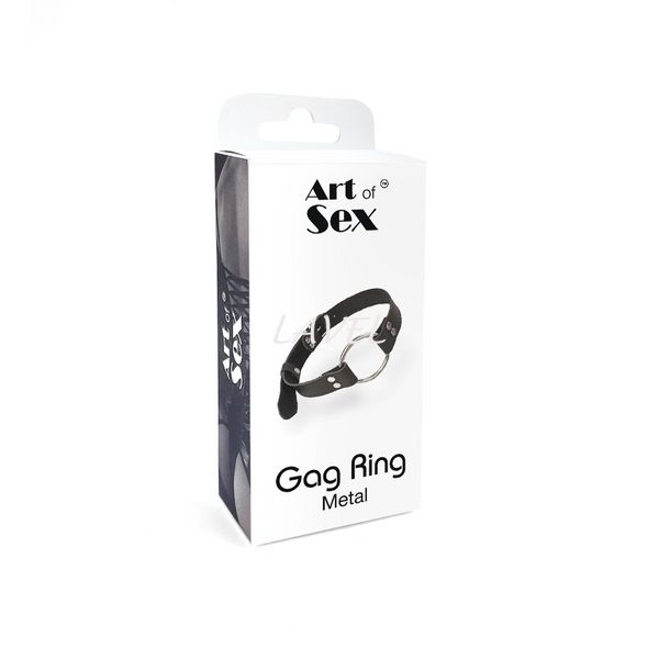 Кляп металеве кільце на ременях Art of Sex – Gag Ring Metal, чорний, натуральна шкіра SO6790 фото