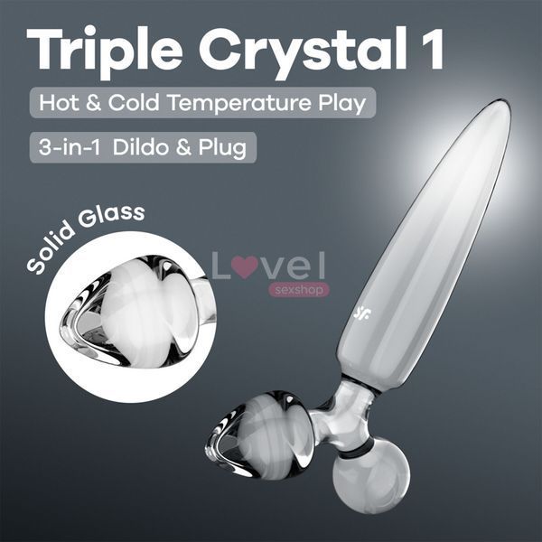 Трехсторонний стеклянный дилдо Satisfyer Triple Crystal 1 Transparent SX3552 фото