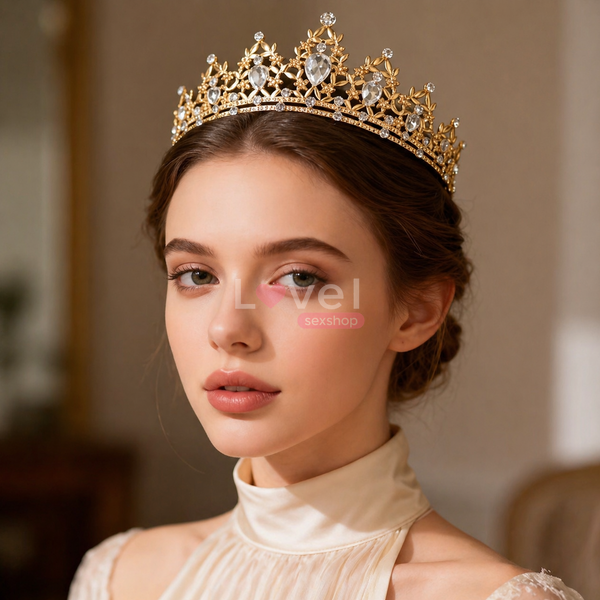 Вишукана корона-тіара Charlotte зі стразами, золота TNS1329 фото