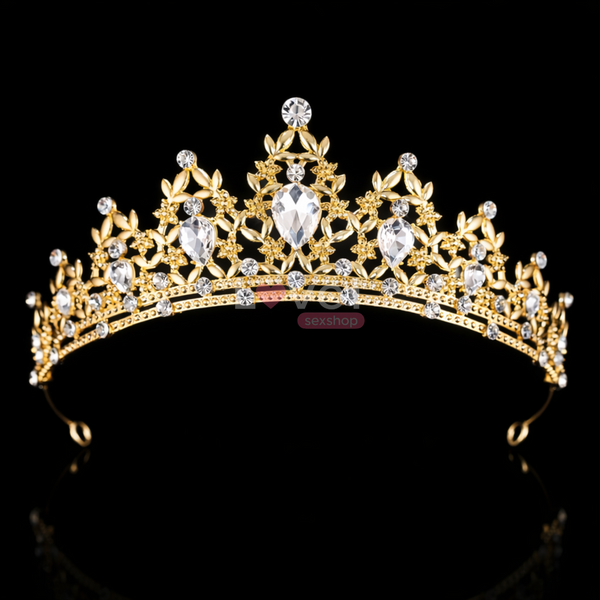 Вишукана корона-тіара Charlotte зі стразами, золота TNS1329 фото