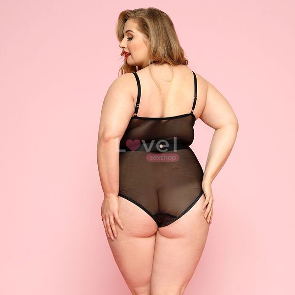 Сексуальное боди JSY &laquo;Страстная Лорейн&raquo; Plus Size Black, люверсы, стрепы, экокожа, шнуровка SO8378 фото
