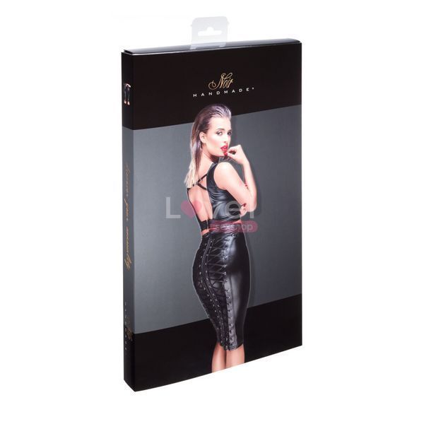 Спідниця-олівець зі шнурівкою Noir Handmade F152 Powerwetlook pencil skirt, S, з мокрим ефектом SX0029 фото