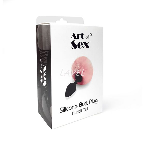 Силиконовая анальная пробка М Art of Sex - Silicone Bunny Tails Butt plug Pink, диаметр 3,5 см SO6693 фото