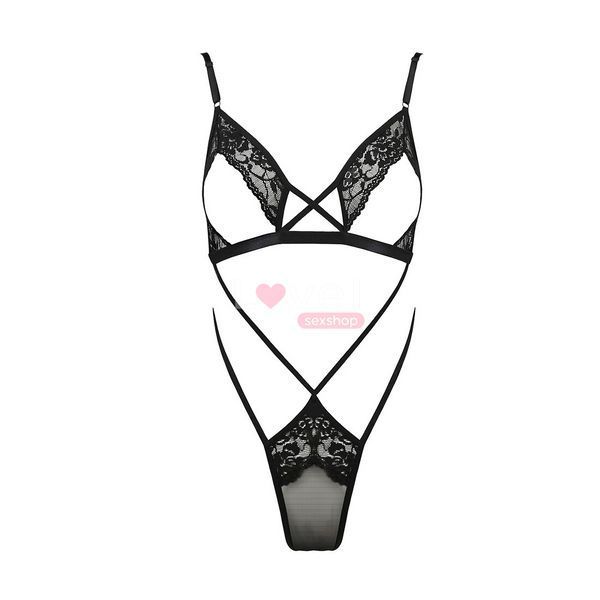 Боди монокини с открытой грудью Passion DIABOLINA BODY XXL/XXXL, black PS25803 фото