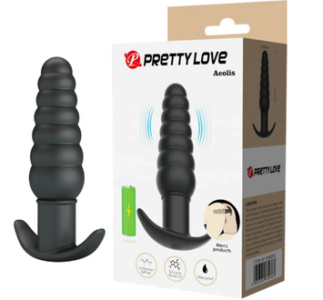 Анальна пробка з вібрацією Pretty Love Aeolis, чорна, 11 см х 3 см BI-040201 фото