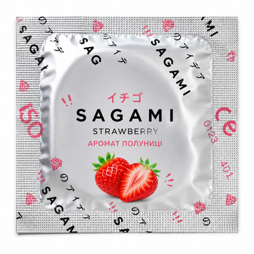 Презерватив латексний Sagami Xtreem Strawberry з ароматом полуниці, 1 шт EXS888 фото