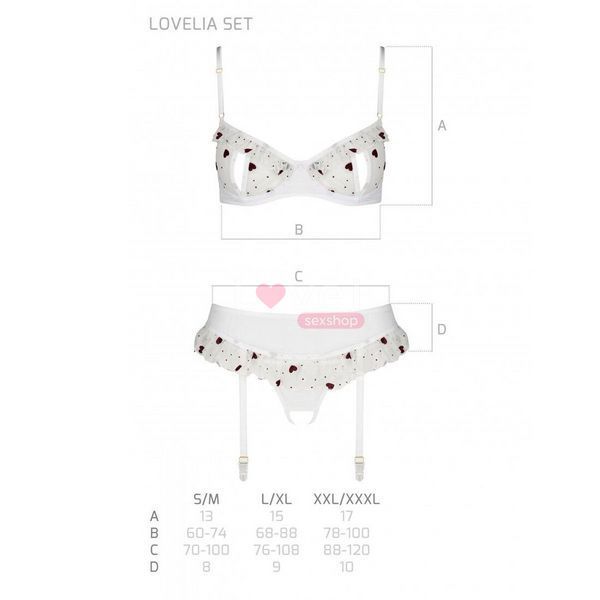 Сексуальний комплект з поясом для панчіх Passion LOVELIA SET L/XL, white SO4780 фото