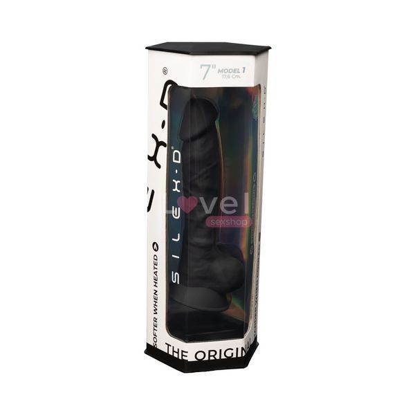 Фалоімітатор SilexD Johnny Black (MODEL 1 size 7in), двошаровий, силікон + Silexpan, діаметр 3,8см SO2861 фото