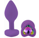Силіконова анальна пробка EGZO Silicone Violet Heart Plug Rainbow, size S SVH-04S фото 1
