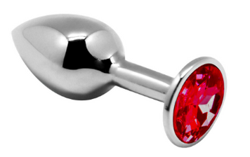 Металева анальна пробка з кристалом Alive Mini Metal Butt Plug Red S SO6010 фото