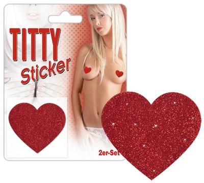 Сексуальные наклейки на грудь Сердце, красные 773174 фото