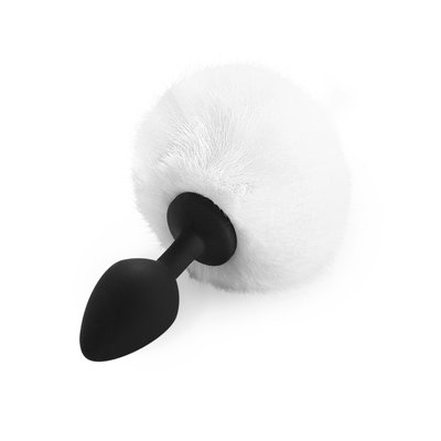 Силіконова анальна пробка М Art of Sex - Silicone Bunny Tails Butt plug White, діаметр 3,5 см SO6695 фото