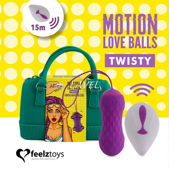 Вагінальні кульки з масажем і вібрацією FeelzToys Motion Love Balls Twisty з пультом ДК, 7 режимів SO3853 фото