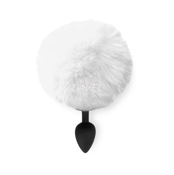 Силіконова анальна пробка М Art of Sex - Silicone Bunny Tails Butt plug White, діаметр 3,5 см SO6695 фото